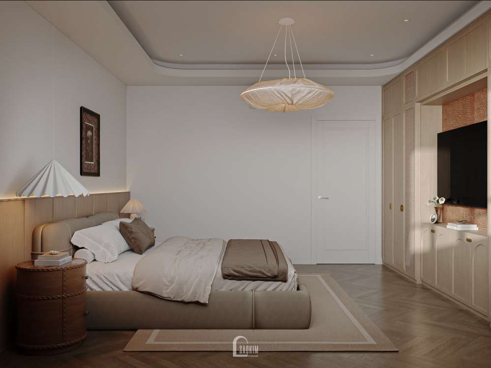 Thiết kế phòng ngủ bố mẹ liền kề xẻ khe Ánh Dương khu đô thị Vinhomes Ocean Park 3
